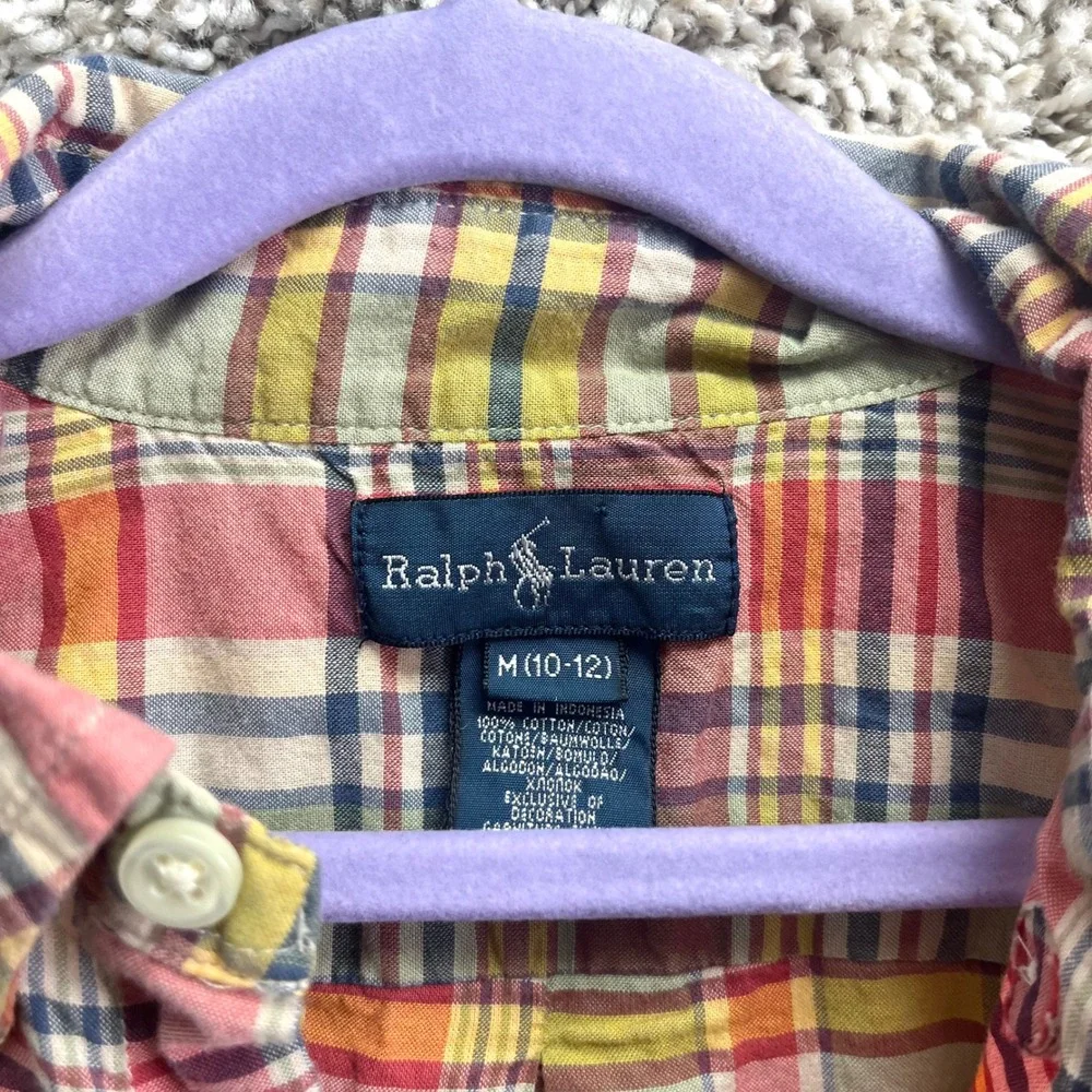 Ralph‎ Lauren Shirt Boys M 10-12 Multicolor Plaid Long Sleeve Button Down